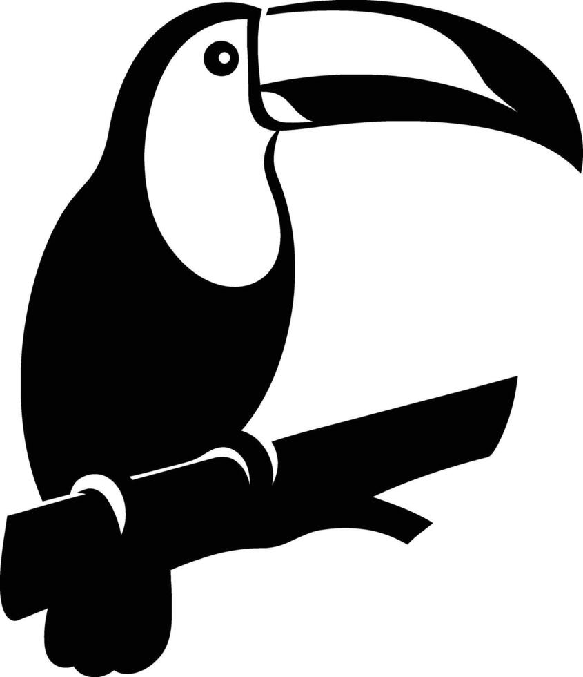 Toucan Branch Silhouette Graphic, Exotic Bird Outline Art vector