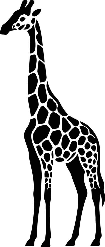Giraffe silhouette black and white art, African wildlife giraffe silhouette vector