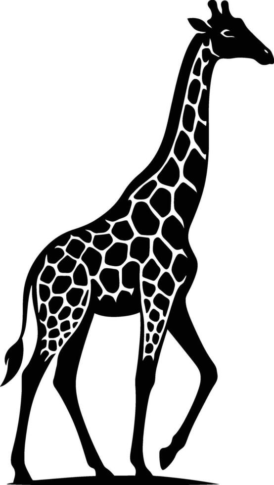 Walking giraffe silhouette with grace, Monochrome elegant giraffe pose vector