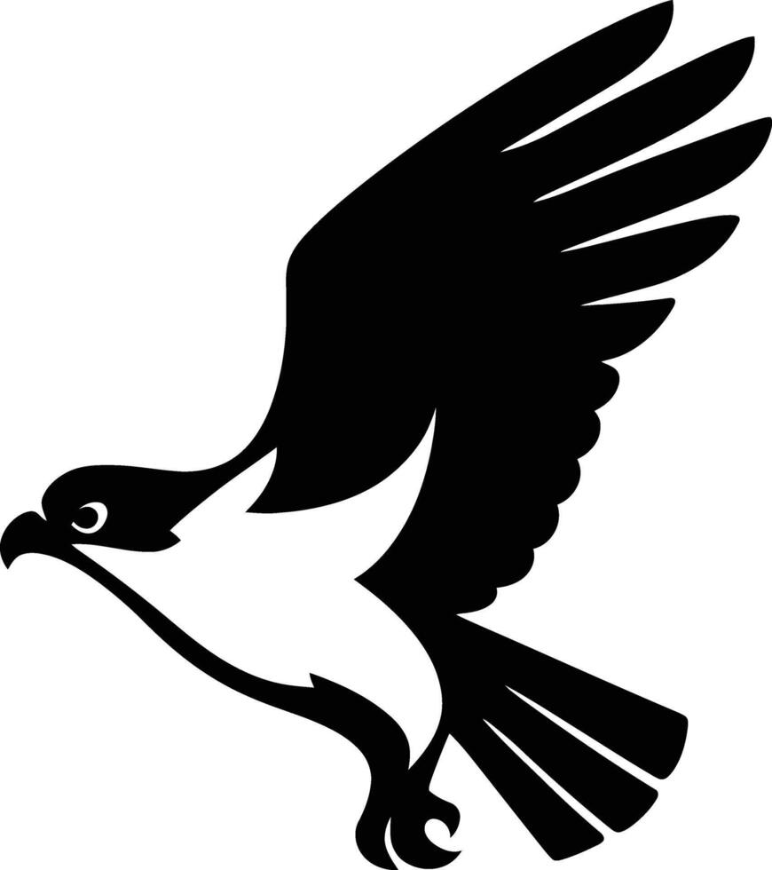 Osprey Flight Silhouette Art, Powerful Osprey Bird vector