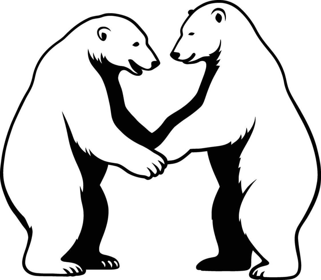 Polar Bears Heart Shape Design, Loving Polar Bear Pair Silhouette vector