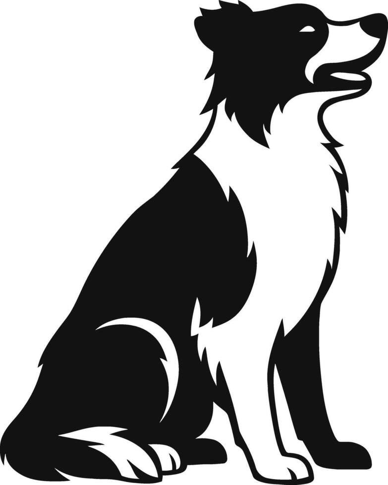 Border Collie Sitting Silhouette, Calm Dog Design vector