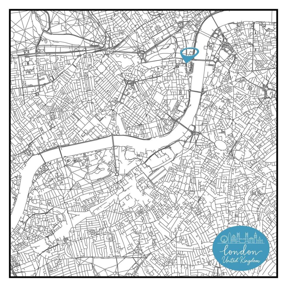 London capital city of United Kingdom Urban Streets Roads Map with city center location pin,illustration element image vector