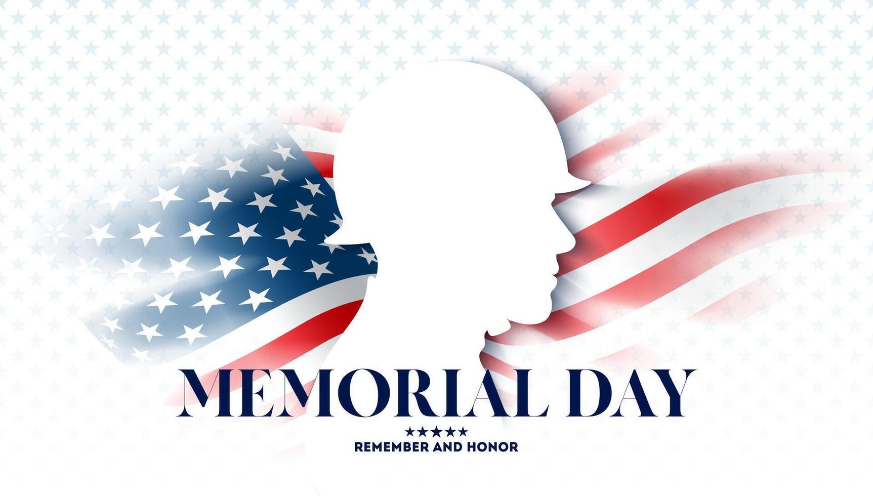 Memorial Day of the USA Illustration with Flag and Patriotic Soldier Silhouette on White Background. American National Celebration Design with Typography Lettering for Banner, Greeting Card or vector