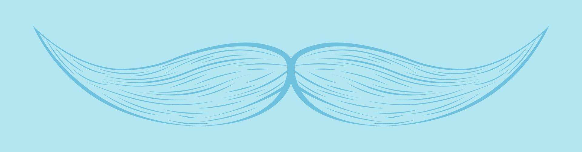 A creative depiction of a mustache design in blue. vector