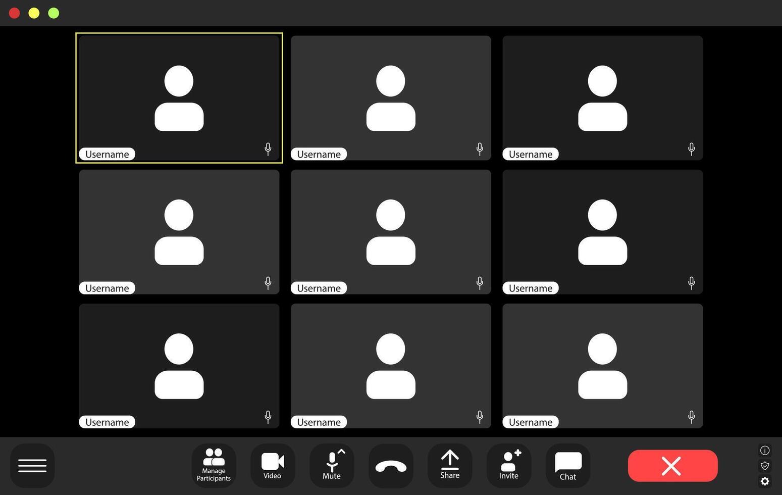 Virtual conference with many users in chat session vector