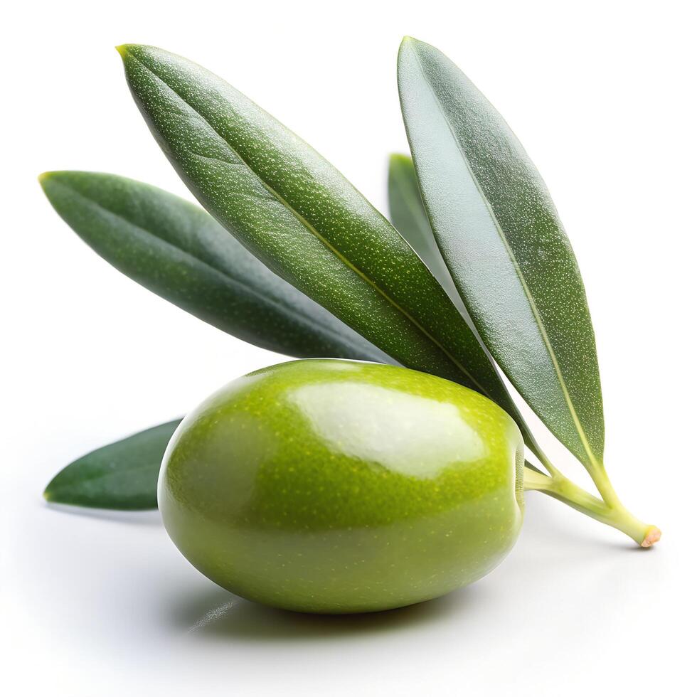 Sharp and Clear Image of a Natural Olive on a Solid White Background Photo