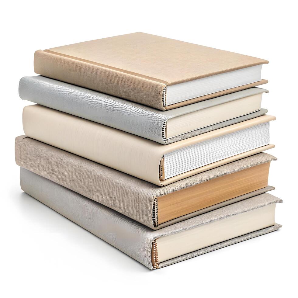 Plain Hardcover Books with Neutral Colors Photo