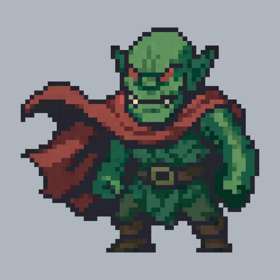 Goblin character in pixel art style with isolated background vector