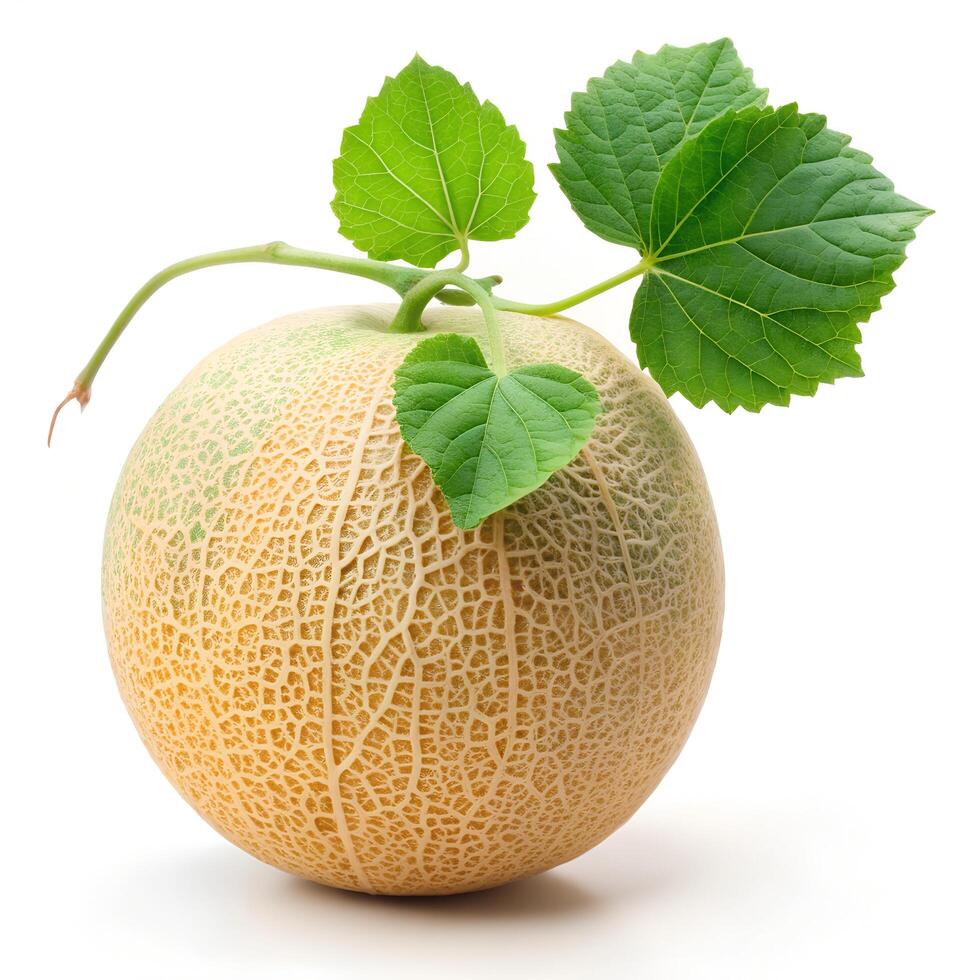Sharp and Clear Image of a Natural Cantaloupe on a Solid White Background Photo