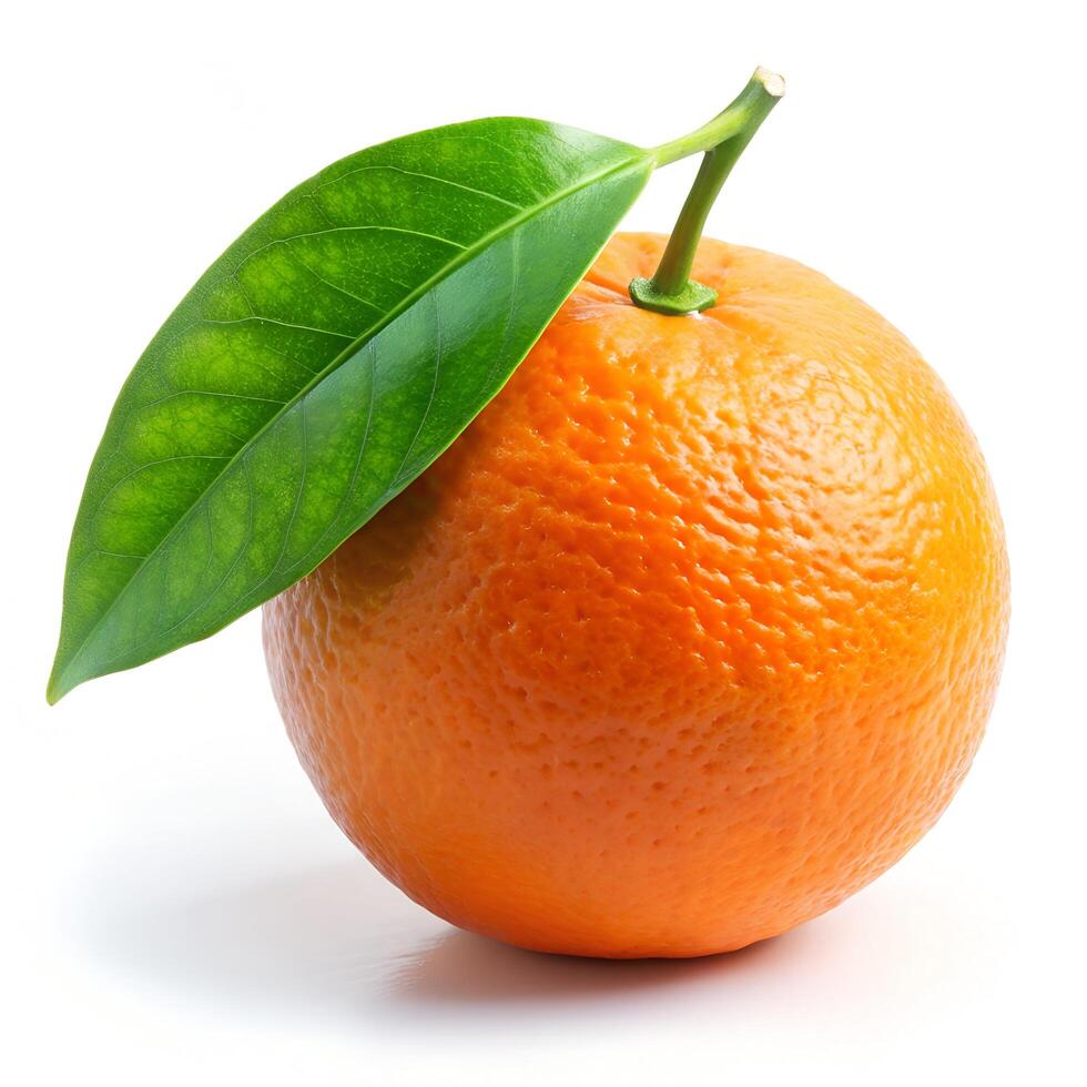 Sharp and Clear Image of a Natural Orange on a Solid White Background Photo