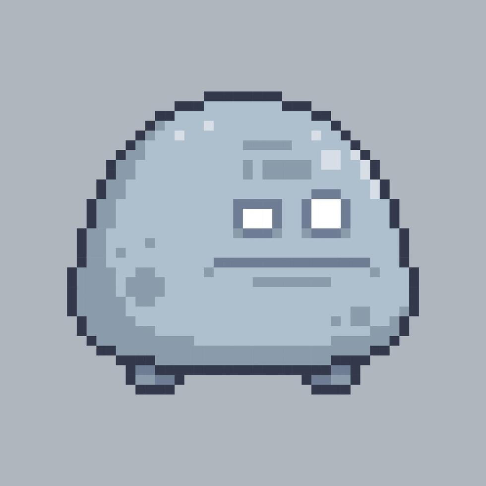 Stone monster character in pixel art style with isolated background vector