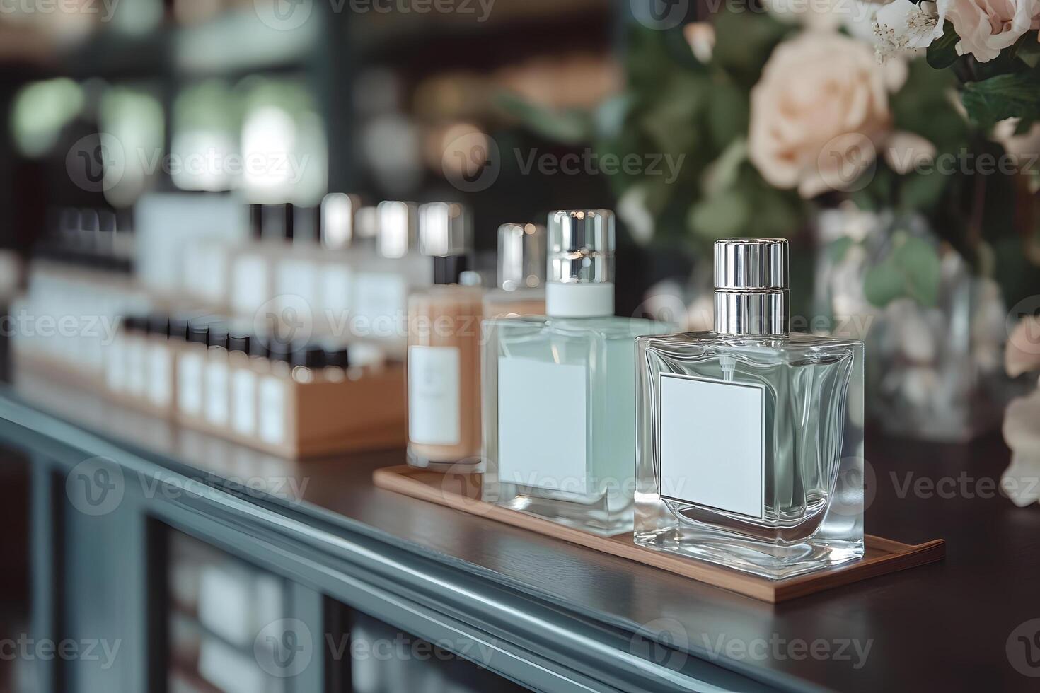 Display of skincare products at an online cosmetics store . photo