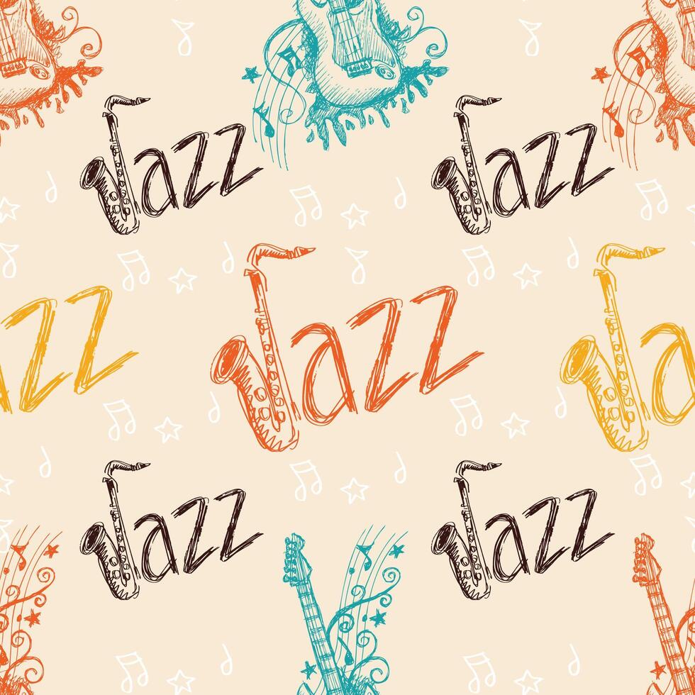 Seamless pattern with jazz music vector