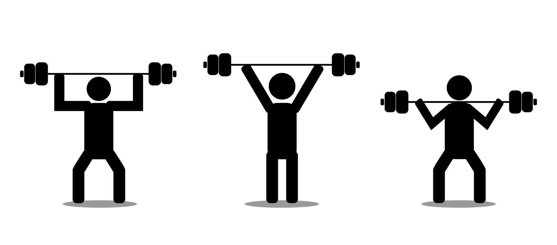 Three Athletic Men Gym Bodybuilding Healthy Exercise Fitness Workout. Sign Symbol Icon vector