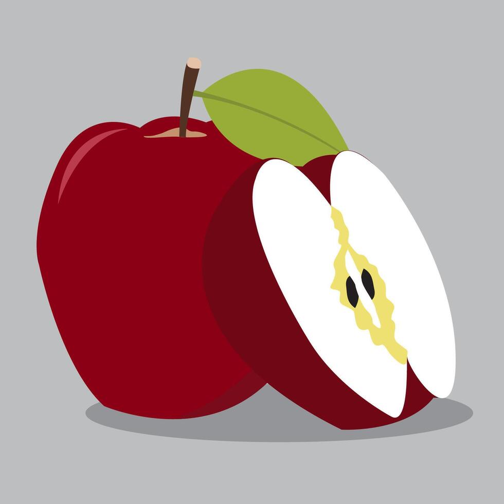 red apple with one whole vector