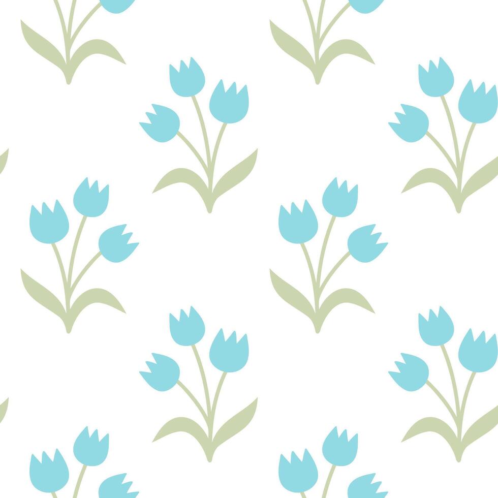 Seamless pattern of hand drawn of doodle tulips on isolated background. Design for Mothers day, Easter, springtime and summertime celebration, scrap booking, textile, home decor, paper craft. vector