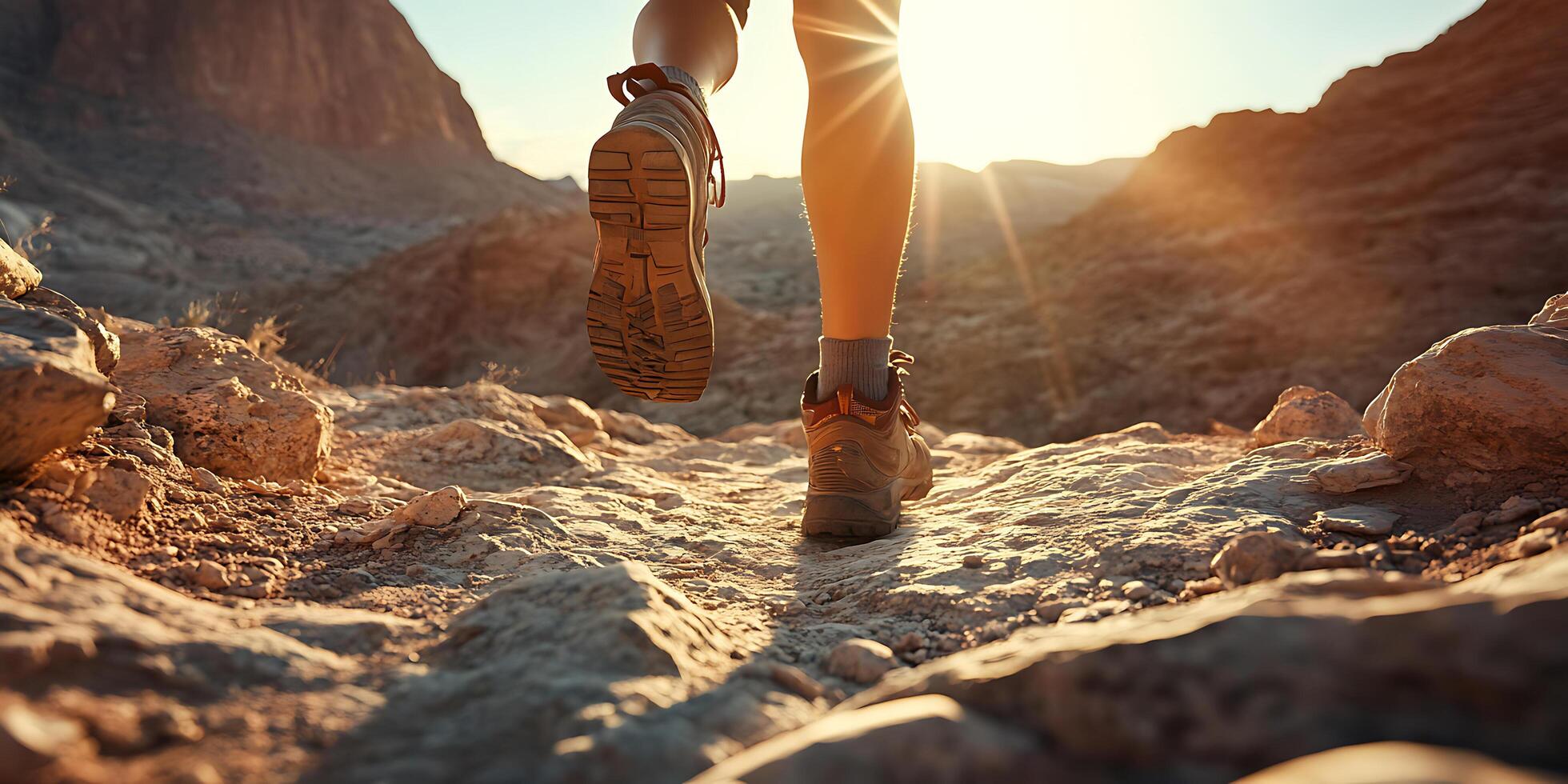 Hiking Adventures Conquer Rocky Trails at Sunrise photo