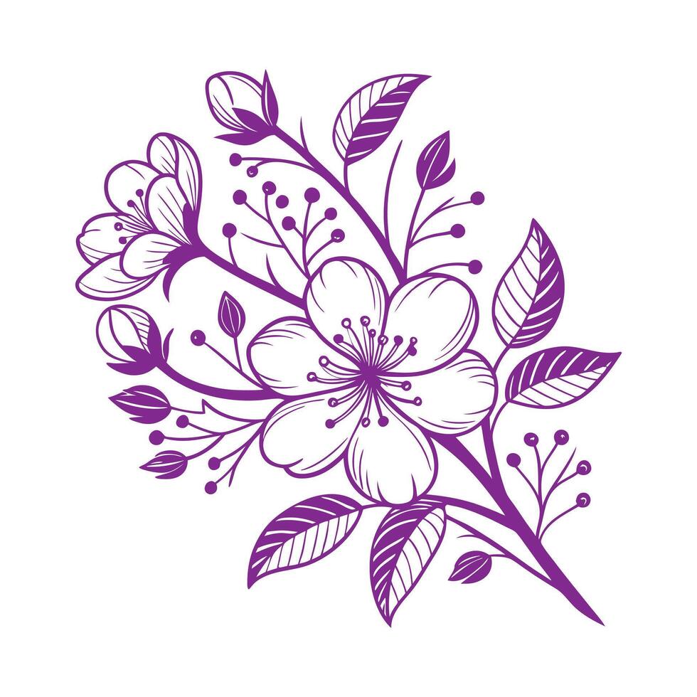Minimal botanical graphic sketch drawing vector