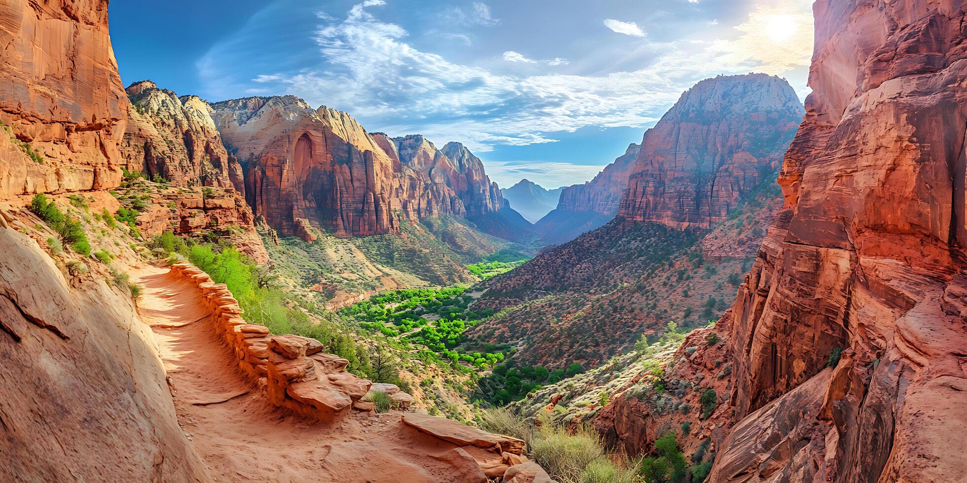Stunning Zion National Park Canyon Landscape photo