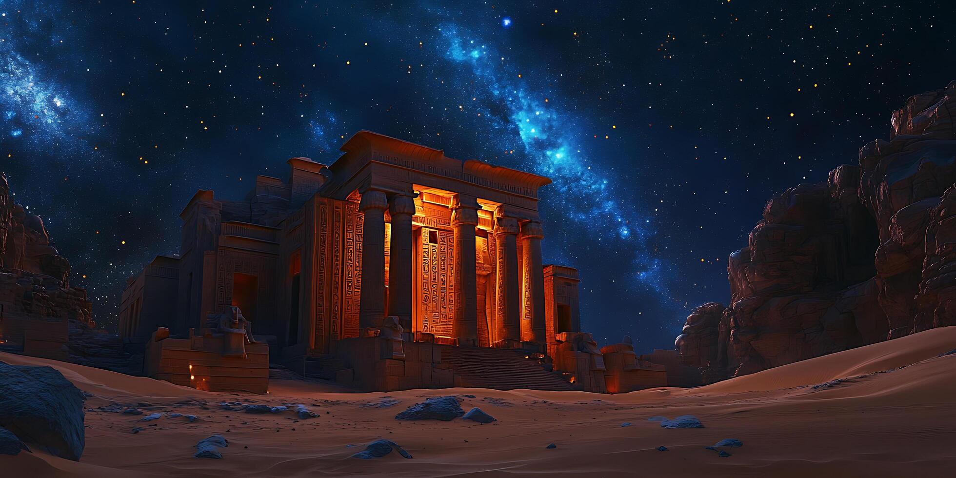Ancient Temple Night Sky Stars Milky Way Galaxy Background photo