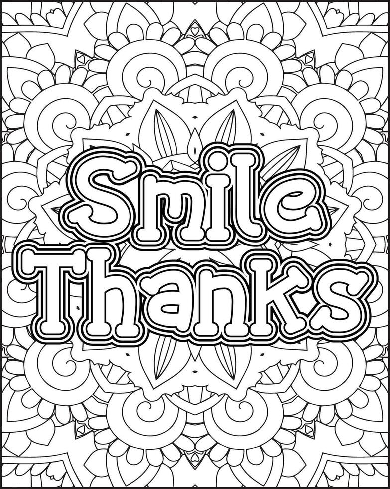 Smile thanks motivational gratitude quote for adults. vector