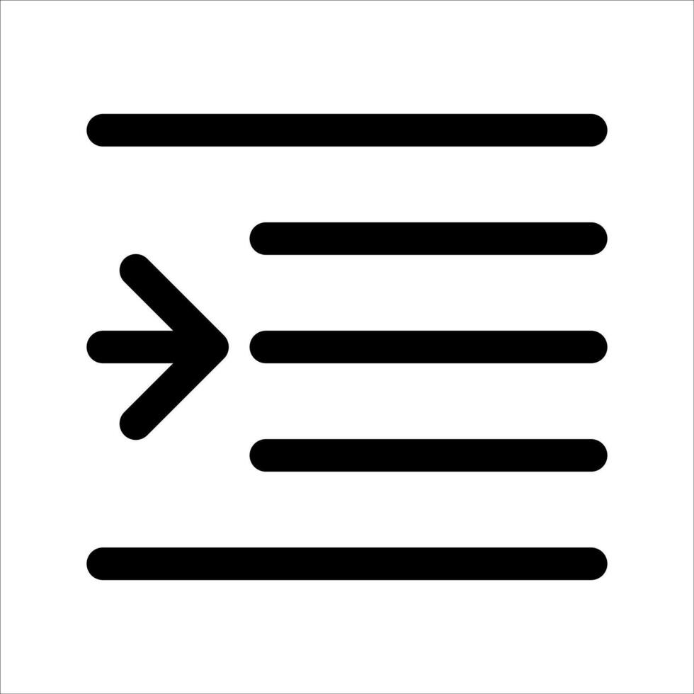 A unique black and white icon of a line with an arrow pointing to the right vector