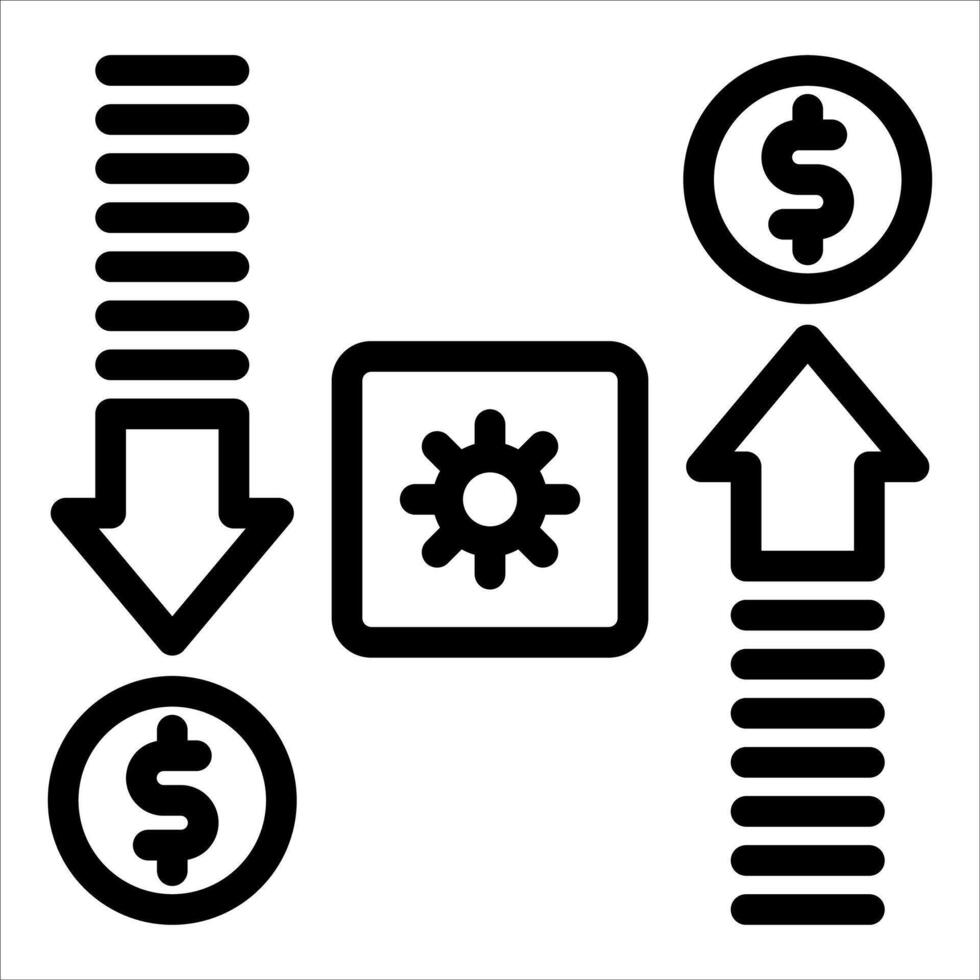 A unique black and white icon of a dollar sign and a dollar sign vector