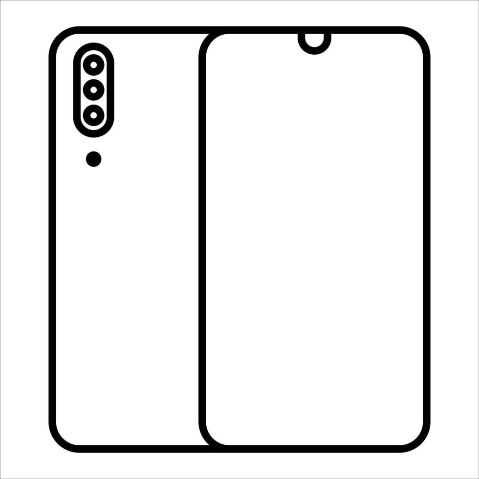 A new black and white drawing of a smartphone vector