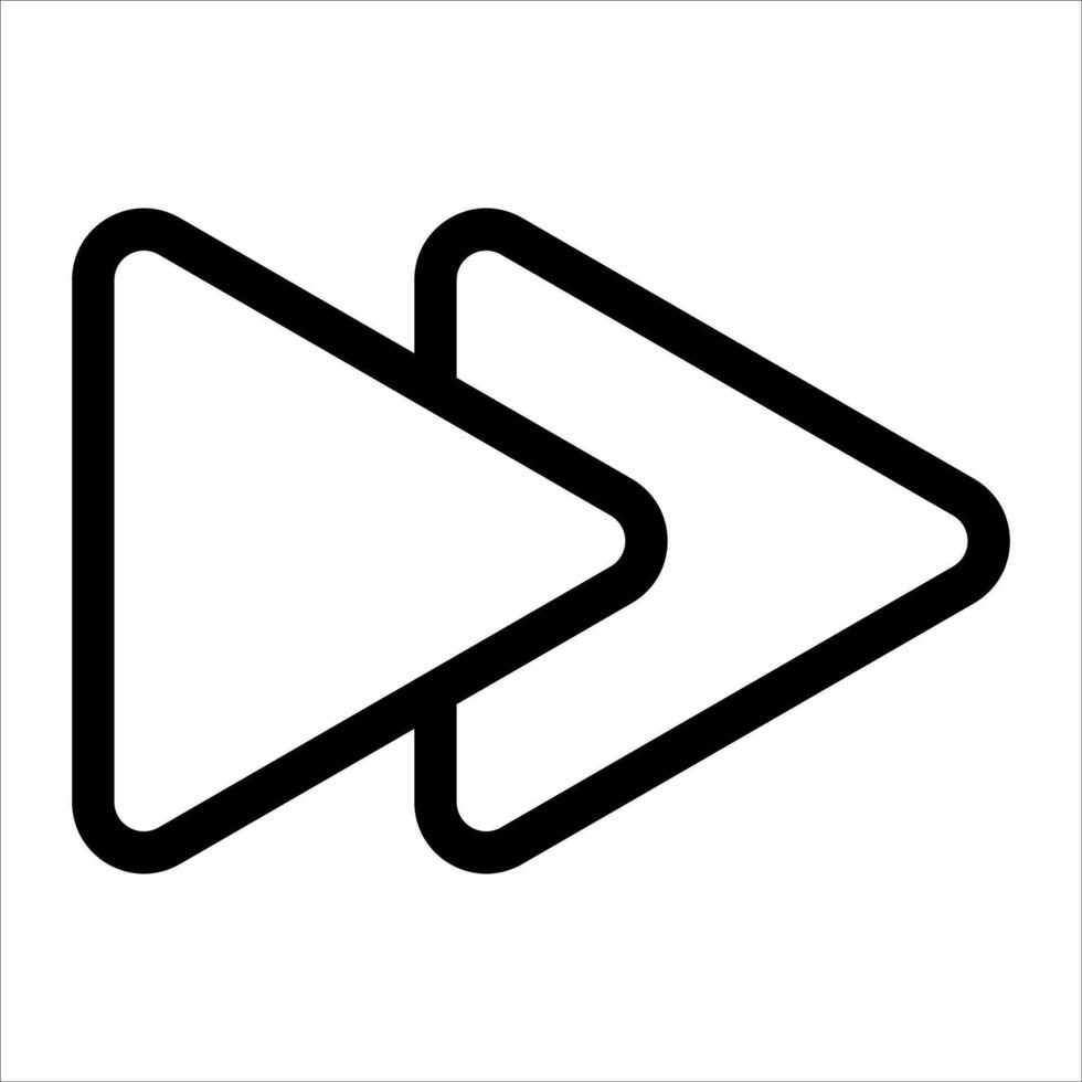 A black and white icon of a play button vector