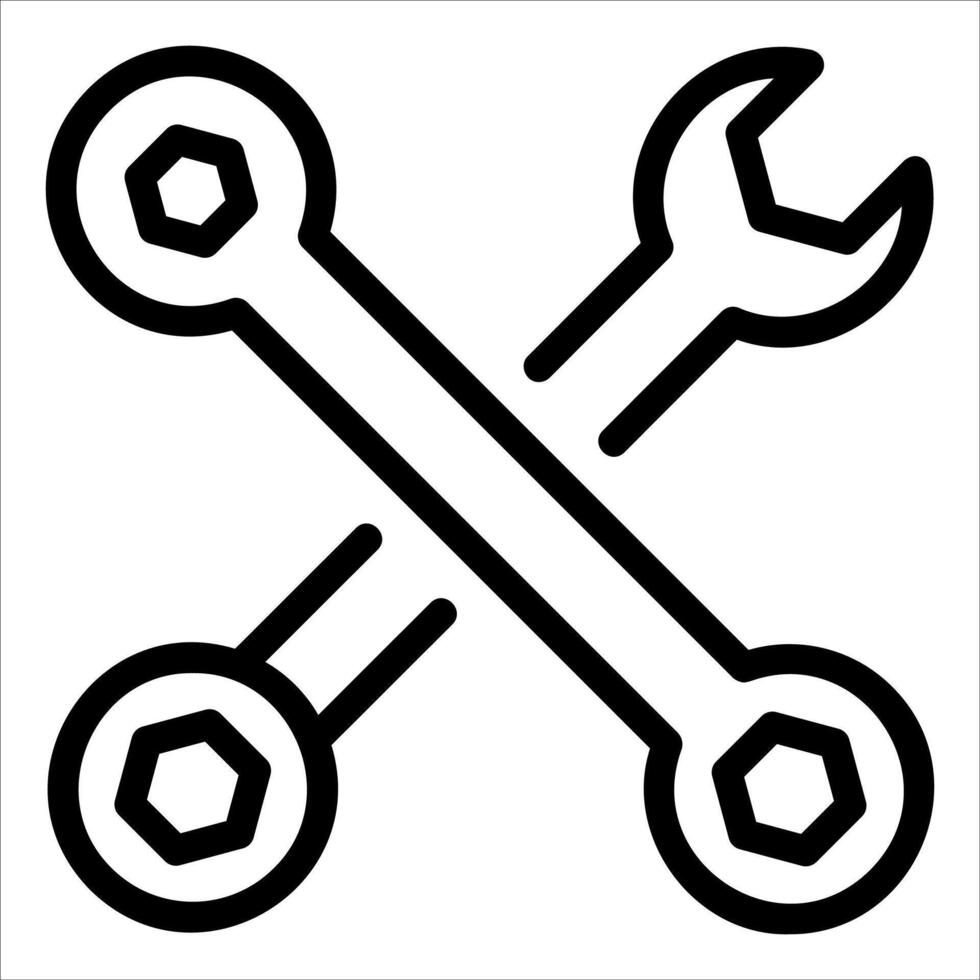 A unique black and white icon of two wrenches vector