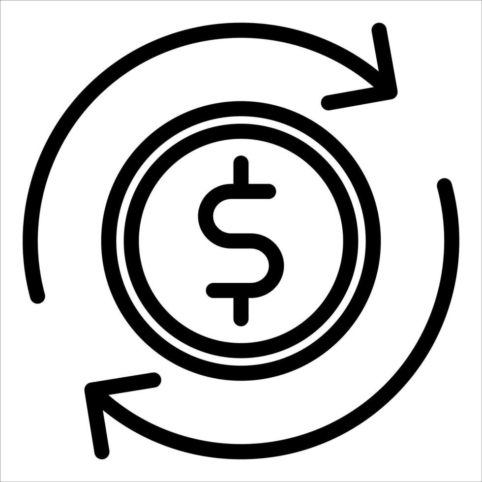 A new unique dollar sign in a circle with arrows pointing in white background vector