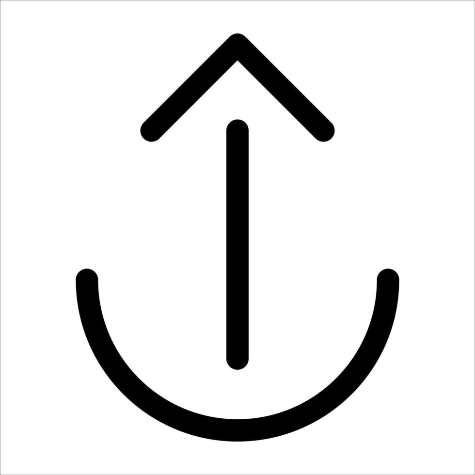 A unique black and white icon of an arrow pointing up vector