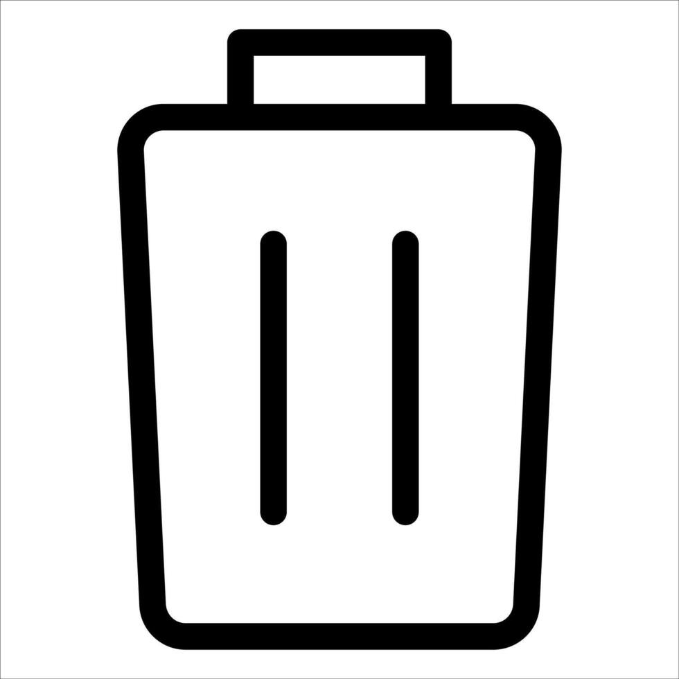 A black and white icon of a trash can vector