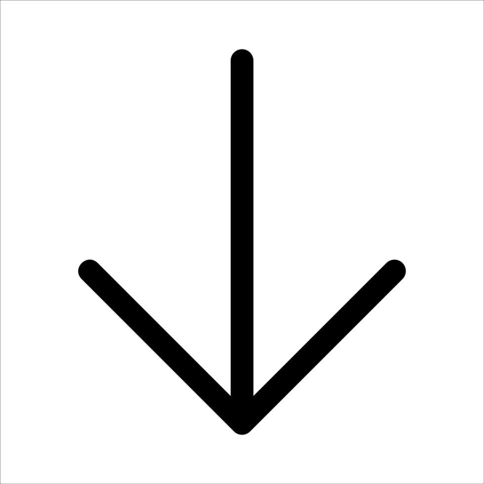 A unique black arrow pointing down in white background vector