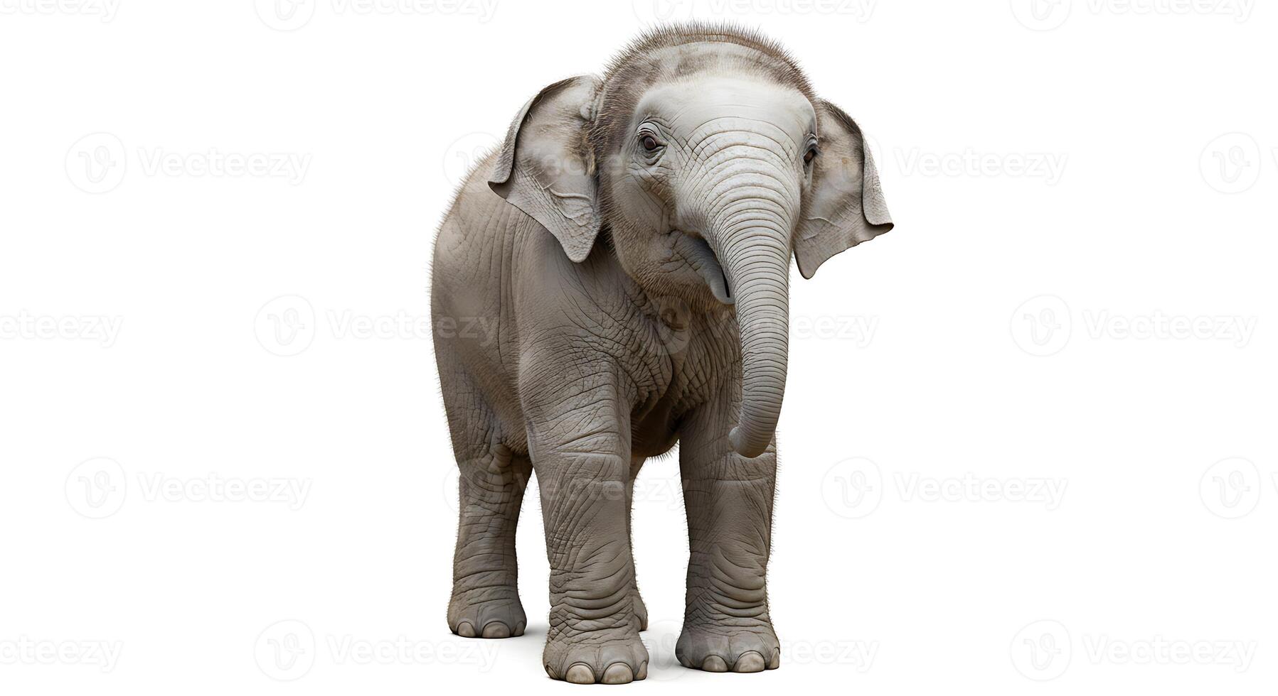 Standing Baby Elephant Isolated on White Background photo
