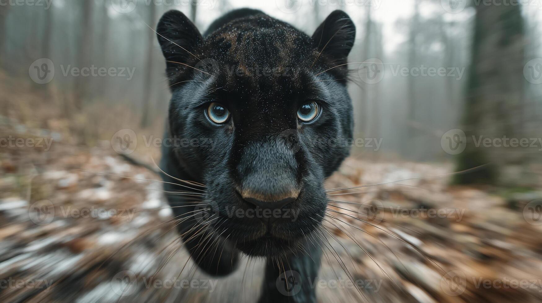 Stealthy Panther. A majestic black panther prowls forward with mesmerizing eyes photo