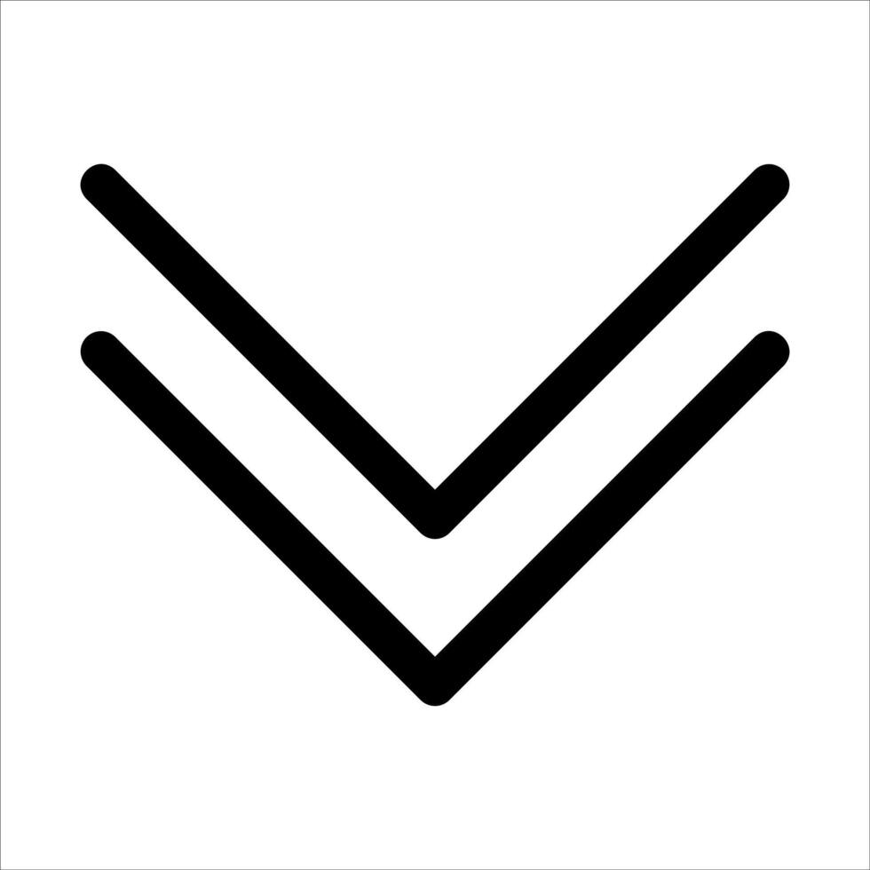 A unique black and white arrow pointing down vector