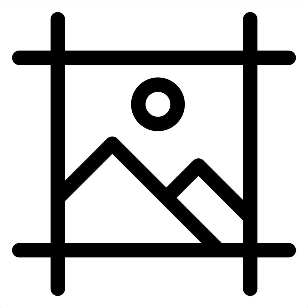 A new black and white image of a mountain and a sun vector