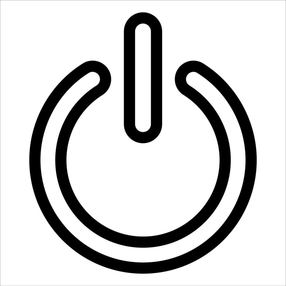 A black and white icon of a power button vector