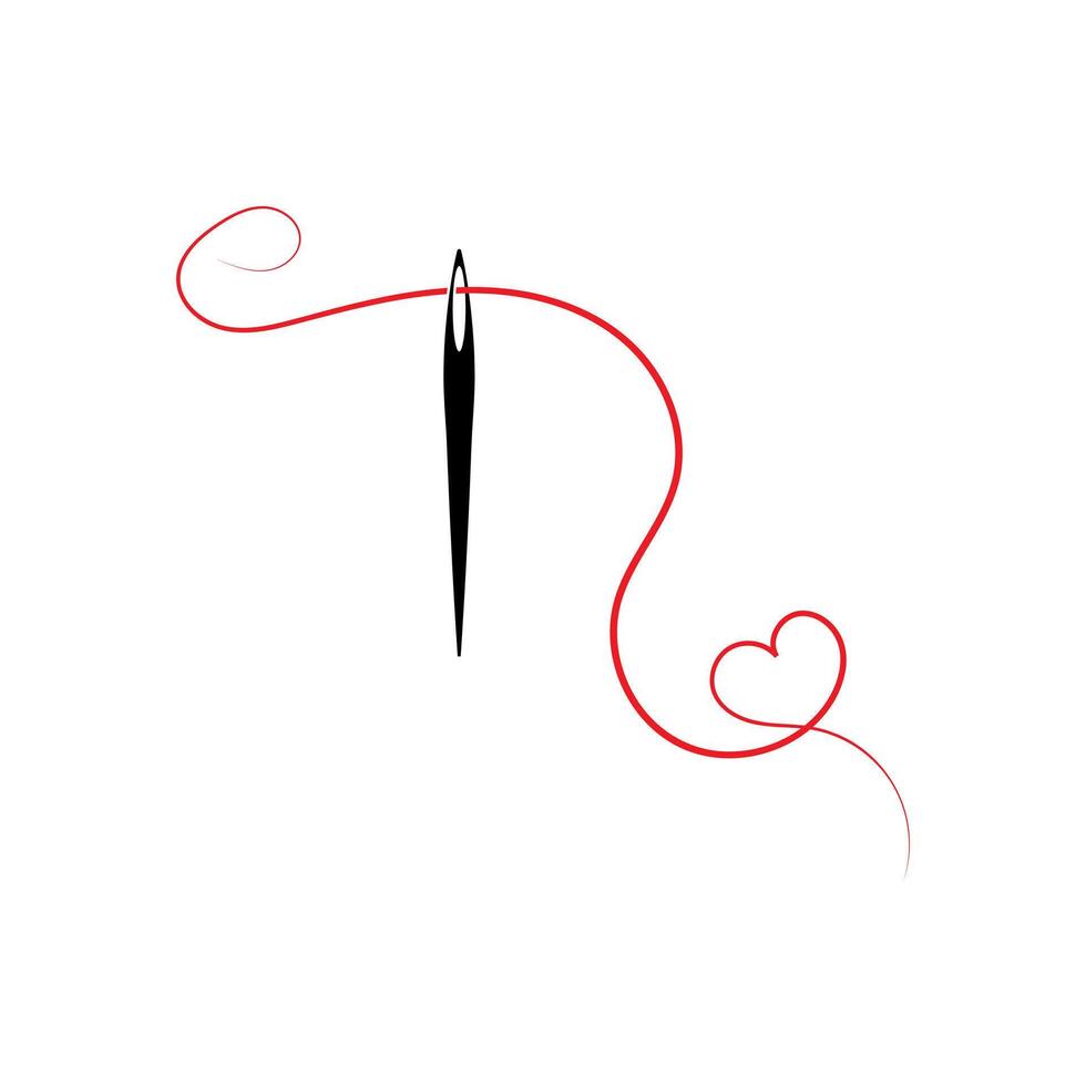 illustration of needles and threads with love vector