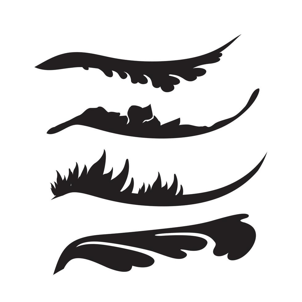 set of abstract brush strokes vector