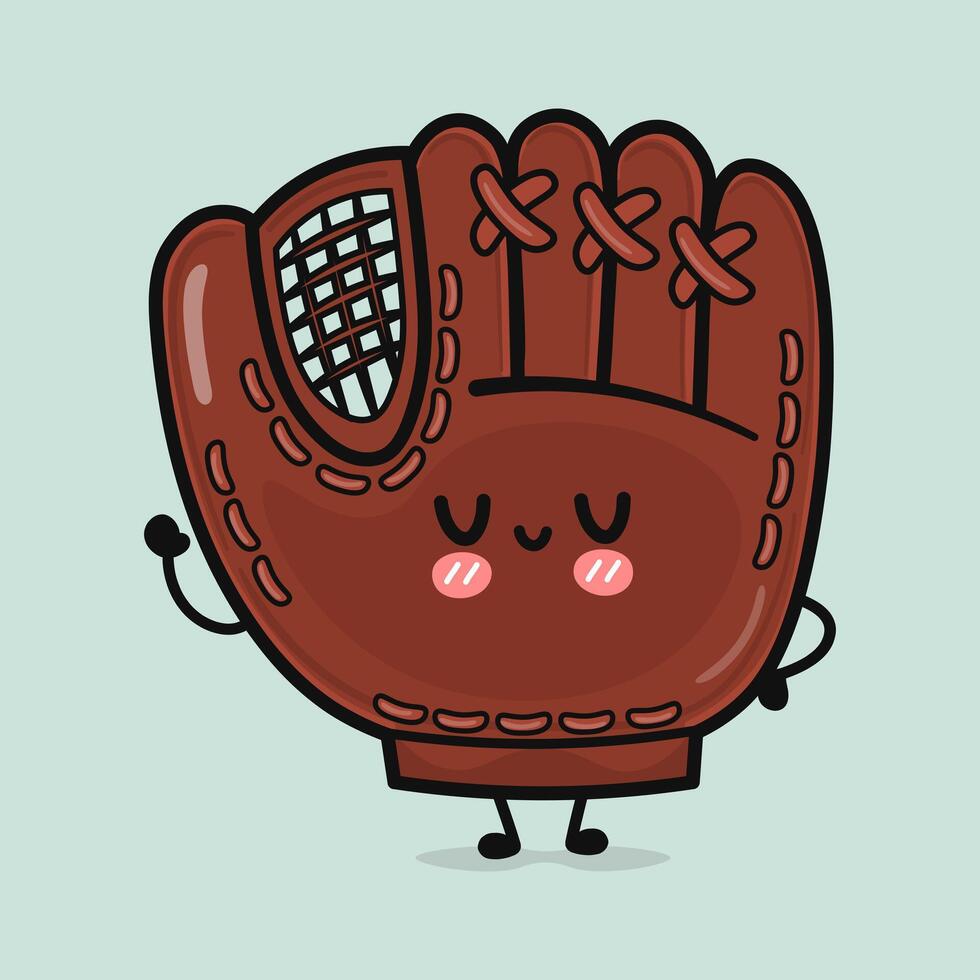A cute Baseball Glove character with a cheerful expression and a friendly wave, full of fun. vector