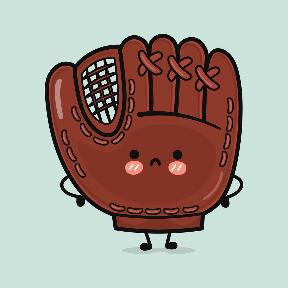 A cute cartoon Baseball Glove character with a lovely design and adorable facial expressions. vector