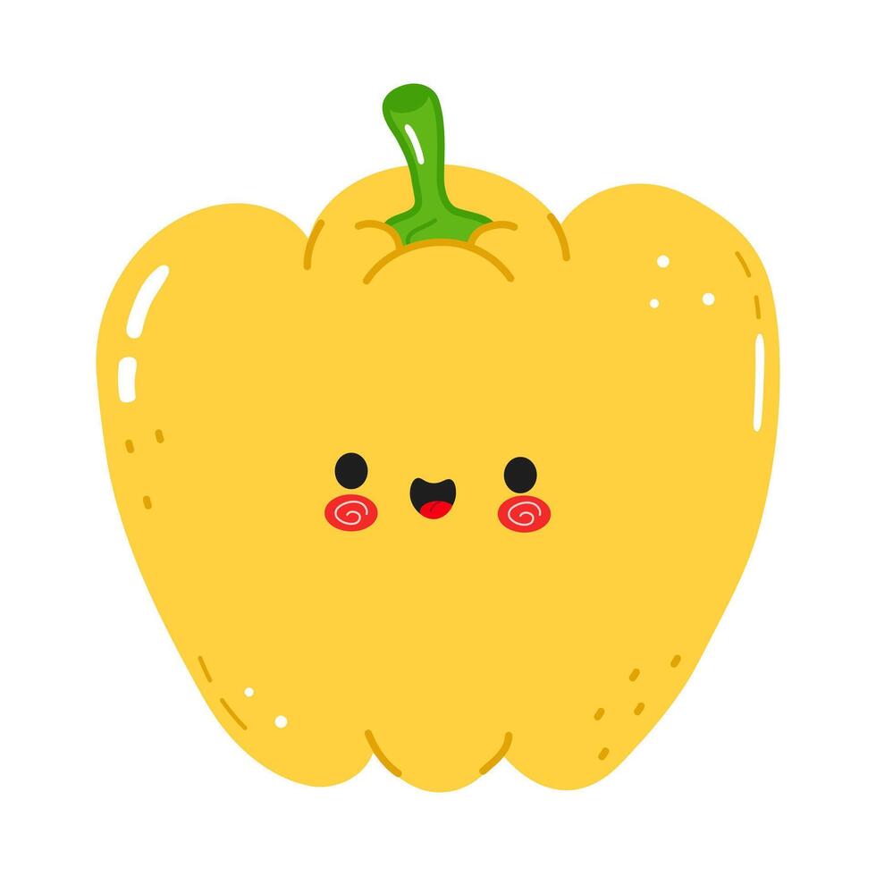 A joyful and smiling cartoon illustration of a cheerful Yellow Bell Pepper, perfect for food. vector