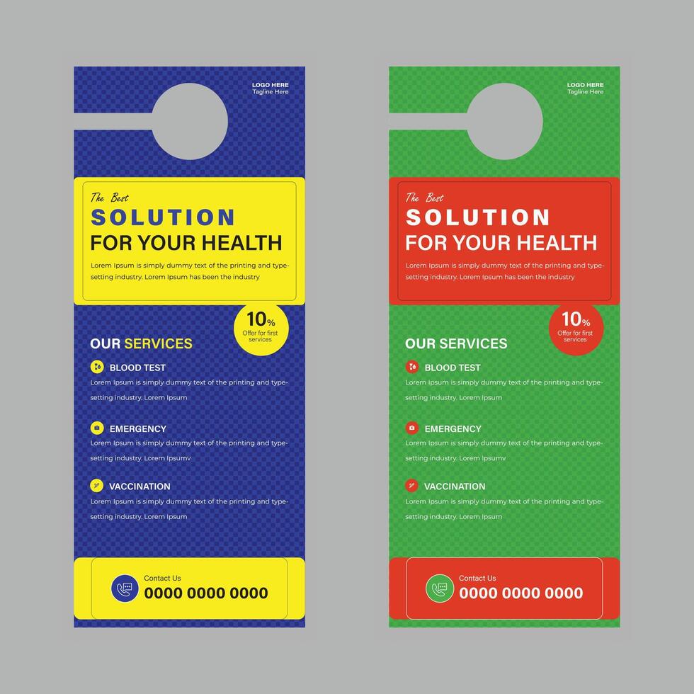 Medical Promotion Kit with Editable Door Hanger DL Flyer and Banner Template vector