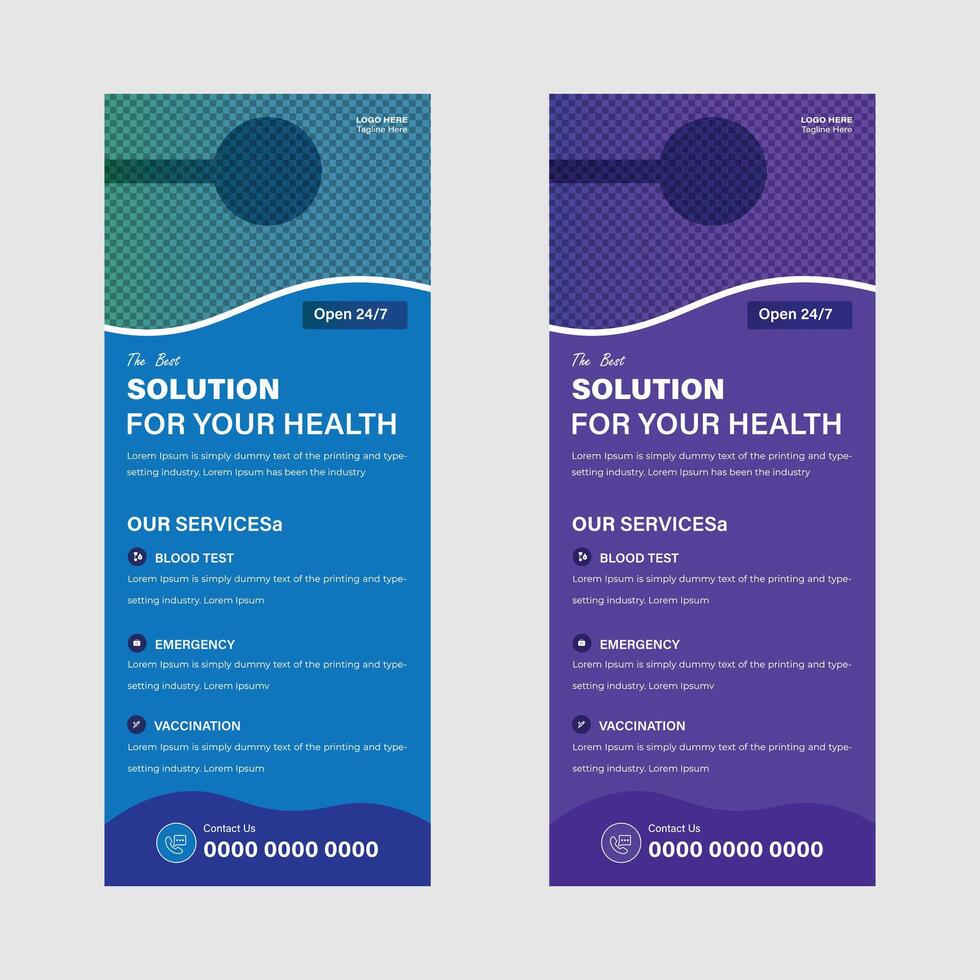 Professional healthcare templates with flyer, and door hanger designs vector