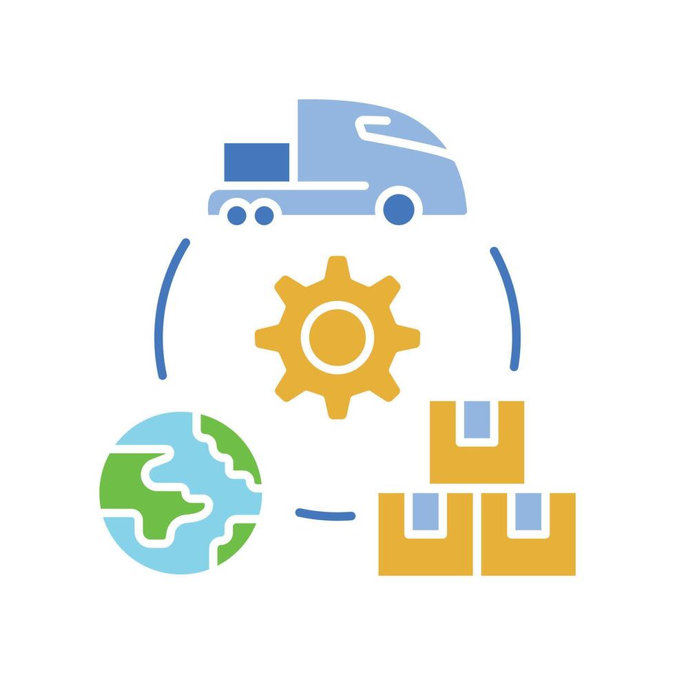 supply chain optimization black line icon vector