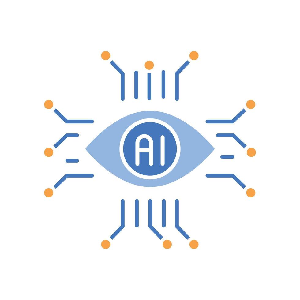 computer vision black line icon vector