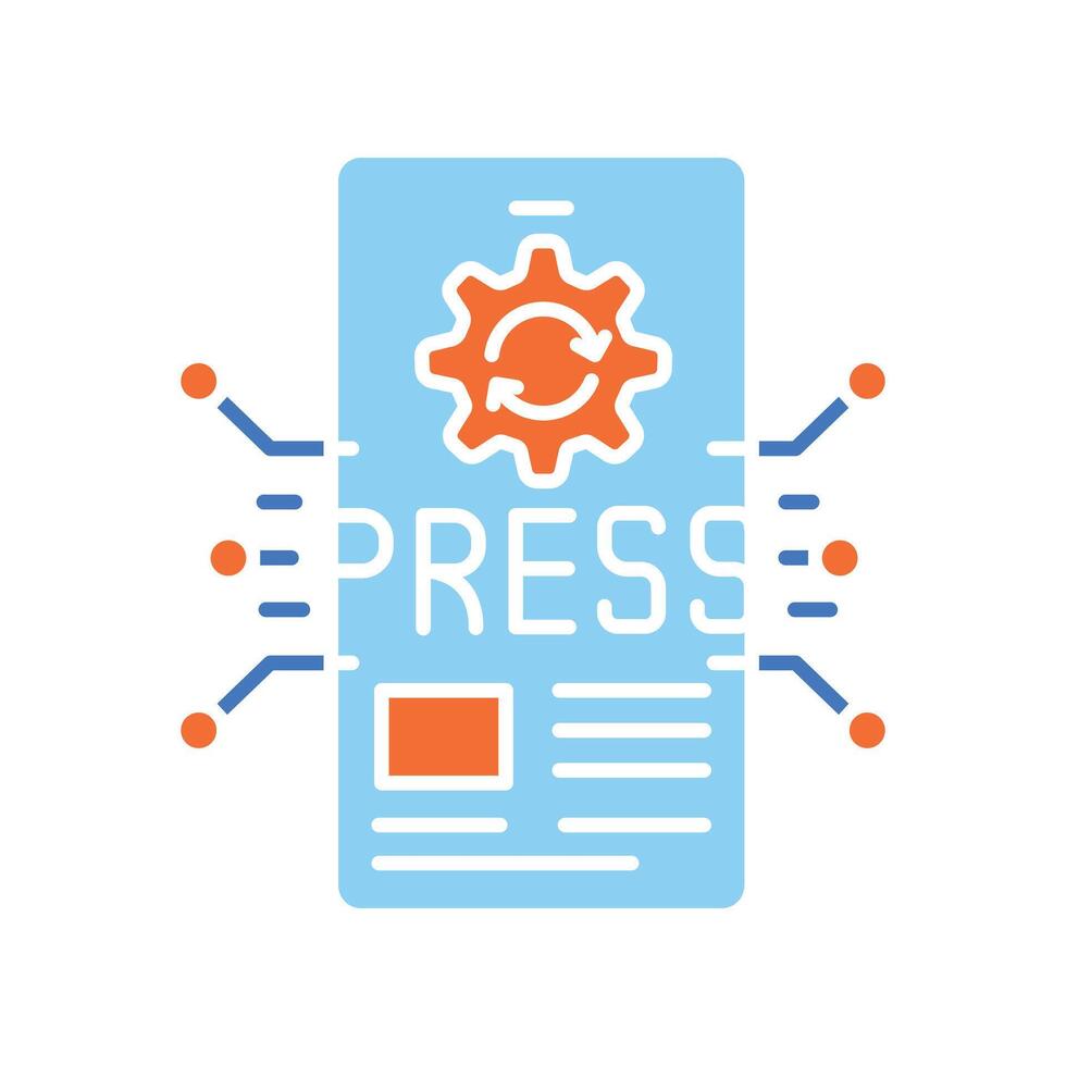 automation press release writing color flat icon for digital and print projects. vector